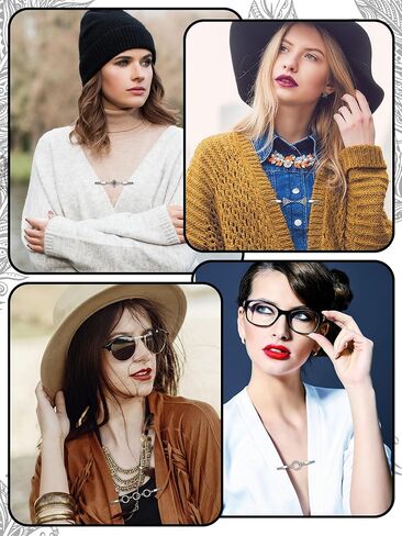 Cindeer 8 Pcs Vintage Shawl Cardigan Clips Retro Cardigan Collar Shirt Dress Silver Clips for Women(Classic) in Saudi Arabia