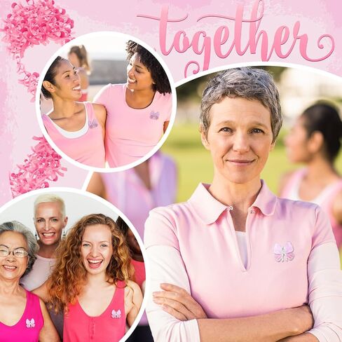 Lyrow Pink Breast Cancer Awareness Angel Pin Set - 24 Pcs with Butterfly Ribbon Design in Saudi Arabia