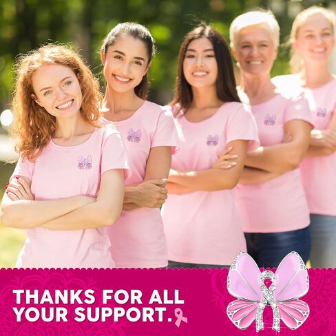 Lyrow Pink Breast Cancer Awareness Angel Pin Set - 24 Pcs with Butterfly Ribbon Design in Saudi Arabia