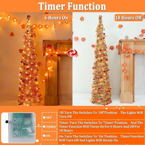 Timer & Pumpkin - 5 أقدام سقوط شجرة السقوط المضاءة ، السقوط منبثقة من أشجار القيقب بهرج مع 50 LED الأضواء الدافئة البطارية التي تعمل بالطيار الخريف السقوط حصاد الشرفة الشرفة الشرفة in Saudi Arabia