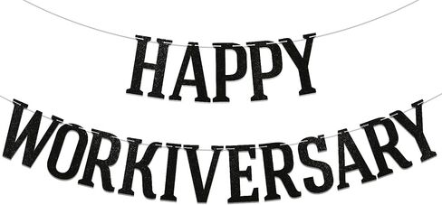 Happy Workiversary Banner, Work Anniversary Decorations, Work Party Office Party Decor, Happy Work Anniversary Party Decoration Supplies Gold Glitter in Saudi Arabia