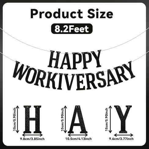 Happy Workiversary Banner, Work Anniversary Decorations, Work Party Office Party Decor, Happy Work Anniversary Party Decoration Supplies Gold Glitter in Saudi Arabia