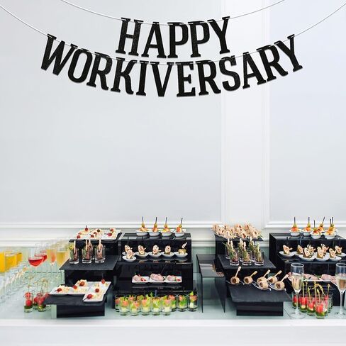 Happy Workiversary Banner, Work Anniversary Decorations, Work Party Office Party Decor, Happy Work Anniversary Party Decoration Supplies Gold Glitter in Saudi Arabia