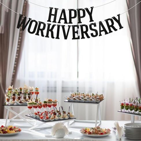 Happy Workiversary Banner, Work Anniversary Decorations, Work Party Office Party Decor, Happy Work Anniversary Party Decoration Supplies Gold Glitter in Saudi Arabia