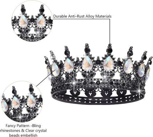 Queen Crown Rhinestone Wedding Crowns and Tiaras for Women Costume Party Hair Accessories Princess Birthday Crown Crystal Bridal Crown (Gold & White Crown) in Saudi Arabia