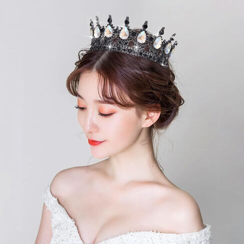 Queen Crown Rhinestone Wedding Crowns and Tiaras for Women Costume Party Hair Accessories Princess Birthday Crown Crystal Bridal Crown (Gold & White Crown) in Saudi Arabia