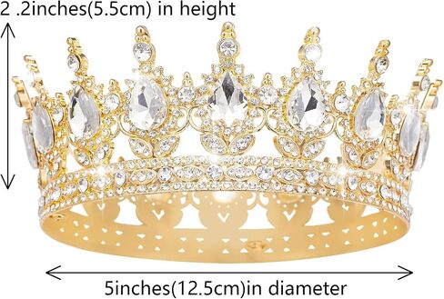 Queen Crown Rhinestone Wedding Crowns and Tiaras for Women Costume Party Hair Accessories Princess Birthday Crown Crystal Bridal Crown (Gold & White Crown) in Saudi Arabia