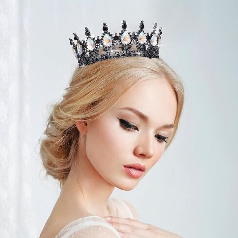 Queen Crown Rhinestone Wedding Crowns and Tiaras for Women Costume Party Hair Accessories Princess Birthday Crown Crystal Bridal Crown (Gold & White Crown) in Saudi Arabia