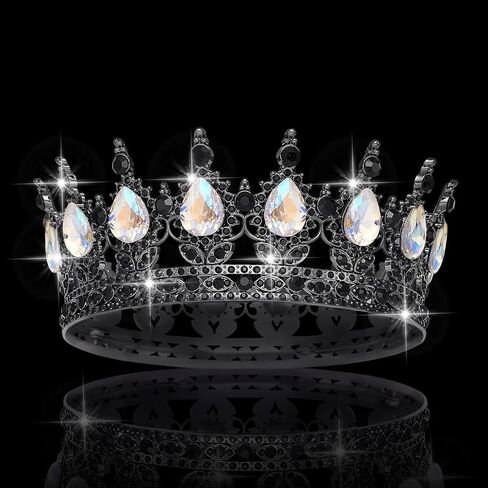 Queen Crown Rhinestone Wedding Crowns and Tiaras for Women Costume Party Hair Accessories Princess Birthday Crown Crystal Bridal Crown (Gold & White Crown) in Saudi Arabia