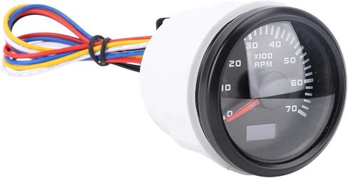 مقياس سرعة الدوران 52 ملم 2 بوصة RPM مقياس سرعة 7000 دورة في الدقيقة مع 7 ألوان خلفية نسبة السرعة القابلة للتعديل للسيارة شاحنة RV قارب (DIAL الأسود غطاء أسود CX6229B) in Saudi Arabia