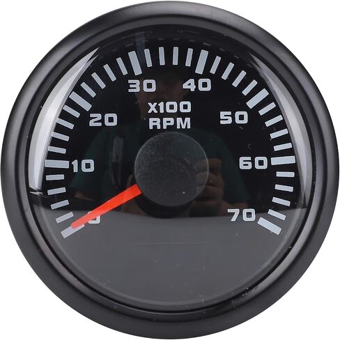 مقياس سرعة الدوران 52 ملم 2 بوصة RPM مقياس سرعة 7000 دورة في الدقيقة مع 7 ألوان خلفية نسبة السرعة القابلة للتعديل للسيارة شاحنة RV قارب (DIAL الأسود غطاء أسود CX6229B) in Saudi Arabia