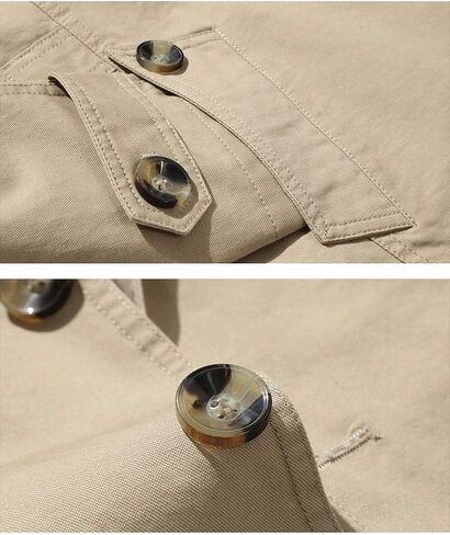 chouyatou Men's Slim Notched Collar Single Breasted Cotton Jacket Office Trench Coat in Saudi Arabia