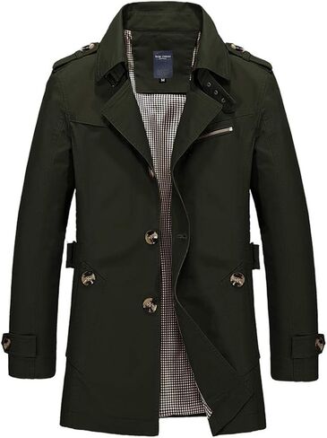 chouyatou Men's Slim Notched Collar Single Breasted Cotton Jacket Office Trench Coat in Saudi Arabia