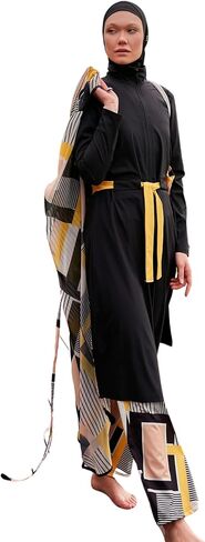 ملابس السباحة الإسلامية كاملة الطول للنساء المسلمين | 4 PCS Burkini Set Top ، Pants ، Cap ، Bustier | حارس الطفح الجلدي التغطية الكاملة in Kuwait