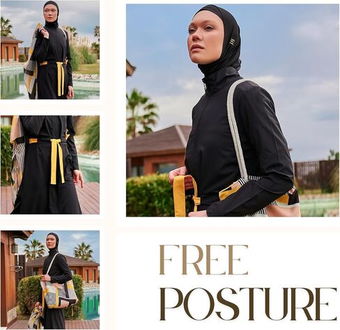 ملابس السباحة الإسلامية كاملة الطول للنساء المسلمين | 4 PCS Burkini Set Top ، Pants ، Cap ، Bustier | حارس الطفح الجلدي التغطية الكاملة in Kuwait