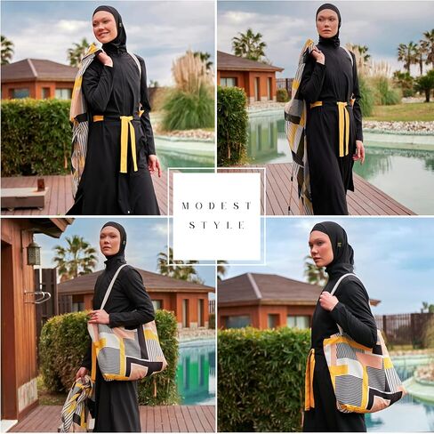 ملابس السباحة الإسلامية كاملة الطول للنساء المسلمين | 4 PCS Burkini Set Top ، Pants ، Cap ، Bustier | حارس الطفح الجلدي التغطية الكاملة in Kuwait