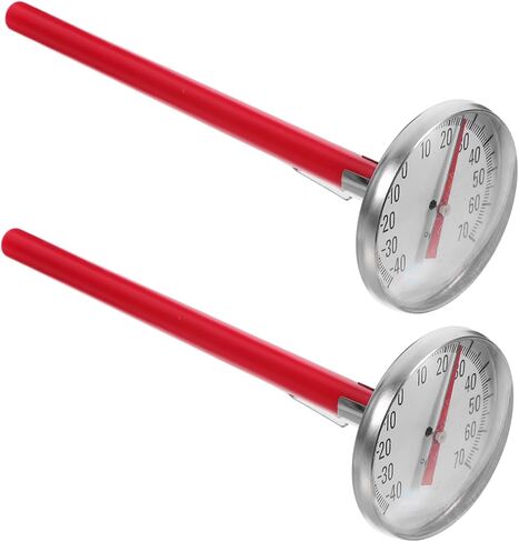 Amosfun 2Pc Car Interior Decoration Mechanical Thermometer Stylish Clock Shape Thermometer for Air Conditioner Easy Installation Car Accessories Red for Vehicle Interiors in Saudi Arabia