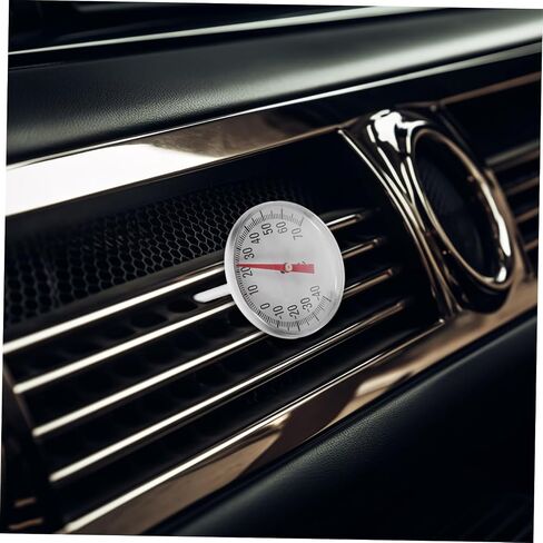 Amosfun 2Pc Car Interior Decoration Mechanical Thermometer Stylish Clock Shape Thermometer for Air Conditioner Easy Installation Car Accessories Red for Vehicle Interiors in Saudi Arabia