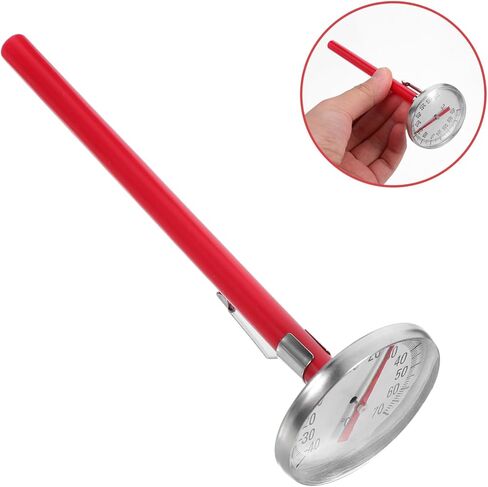 Amosfun 2Pc Car Interior Decoration Mechanical Thermometer Stylish Clock Shape Thermometer for Air Conditioner Easy Installation Car Accessories Red for Vehicle Interiors in Saudi Arabia