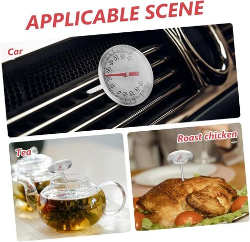 Amosfun 2Pc Car Interior Decoration Mechanical Thermometer Stylish Clock Shape Thermometer for Air Conditioner Easy Installation Car Accessories Red for Vehicle Interiors in Saudi Arabia