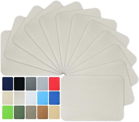 12 Pieces Iron-on Patches Premium Quality Fabric Inside & Outside. Strongest Glue Hundred Percent Cotton Beige-Color Repair Decorating Kit Size 3" by 4-1/4" (Cotton-Beige-Color) in Kuwait