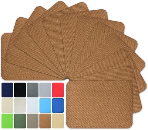12 Pieces Iron-on Patches Premium Quality Fabric Inside & Outside. Strongest Glue Hundred Percent Cotton Beige-Color Repair Decorating Kit Size 3" by 4-1/4" (Cotton-Beige-Color) in Saudi Arabia