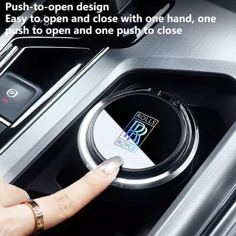 Car Ashtray for Rolls-Royce Phantom/Cullinan/Ghost, Multifunctional Portable Easy Clean Lid Interior Home Office LED Light Self Extinguishing Smokeless Travel Accessories,A in Saudi Arabia