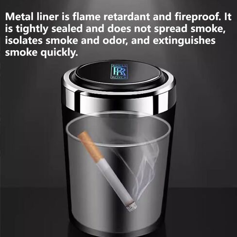 Car Ashtray for Rolls-Royce Phantom/Cullinan/Ghost, Multifunctional Portable Easy Clean Lid Interior Home Office LED Light Self Extinguishing Smokeless Travel Accessories,A in Saudi Arabia