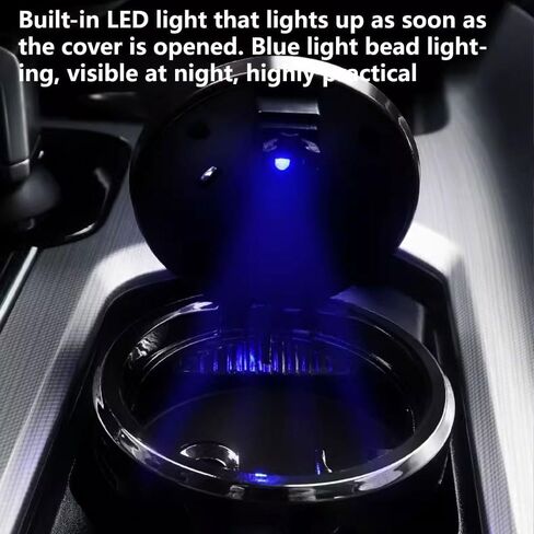 Car Ashtray for Rolls-Royce Phantom/Cullinan/Ghost, Multifunctional Portable Easy Clean Lid Interior Home Office LED Light Self Extinguishing Smokeless Travel Accessories,A in Saudi Arabia