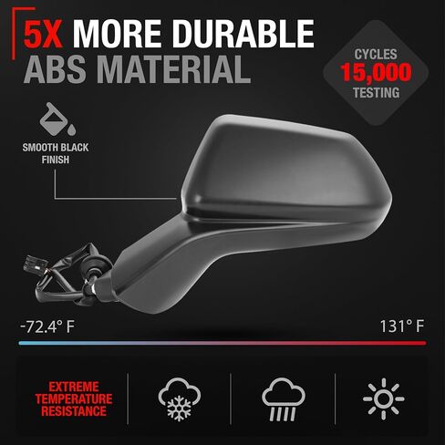 Driver Side Mirror Replacement - Compatible with 2016-2021 Chevrolet Camaro - Powered Adjustment, Non-Foldable, Flat Glass - Smooth Black, 18H3P - OEM 84788171, 23487737, 84639831, GM1320659 in Saudi Arabia