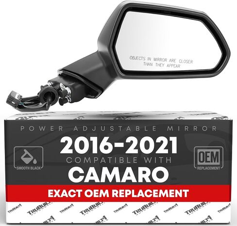 Driver Side Mirror Replacement - Compatible with 2016-2021 Chevrolet Camaro - Powered Adjustment, Non-Foldable, Flat Glass - Smooth Black, 18H3P - OEM 84788171, 23487737, 84639831, GM1320659 in Saudi Arabia