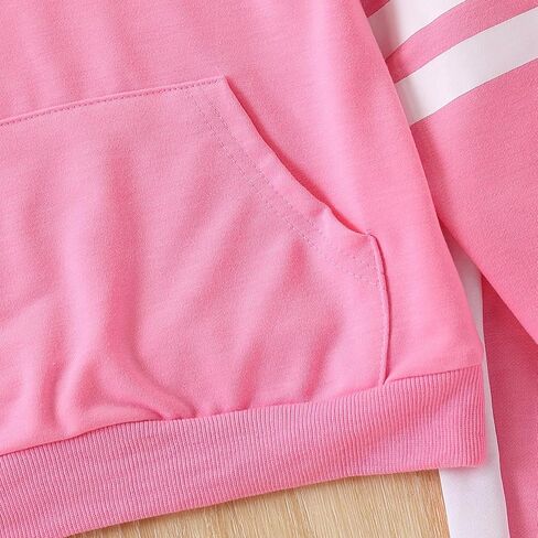 2025 Girls Sweatsuit Set Cute Hooded Sweatshirt & Jogger Pants with Pocket Casual Outfuts Set in Kuwait