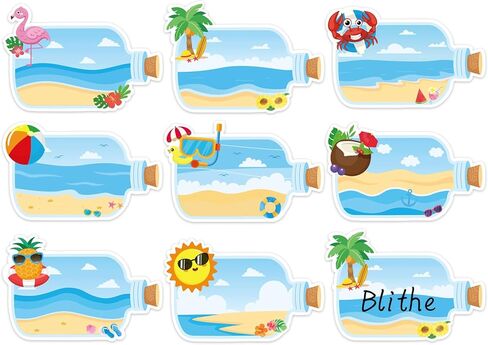 Whaline 160Pcs Ocean Theme Name Tag Stickers Sea Animal Summer Blank Nameplate Stickers Under The Sea Mixed Fish Self-Adhesive Name Label Decals for Students Gift Desk School Office in Saudi Arabia