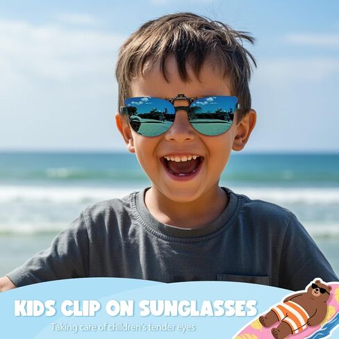 Kids Polarized Clip on Sunglasses Over Prescription Glasses for Age 6-15 Boy Girl Flip Up Lovely Fish Style TS-CO-1181 in Saudi Arabia