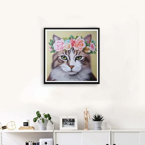 VAIIEYO 5D DIY Diamond Art Kits for Adults Cat, Diamond Painting Animal, Paint by Numbers Full Drill Round Rhinestone Craft Canvas for Home Wall Decor Gift 12x16 inch-20 in Saudi Arabia