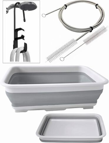 طقم تنظيف CPAP لخرطوم CPAP وقناع شماعات CPAP مع الفرشاة وحوض دلو حوض الغسيل القابل للطي - مجموعة العناية الأساسية لمستخدمي CPAP ، مناسبة للأنابيب 7 أقدام وقطرها 22 مم قطرها in Kuwait