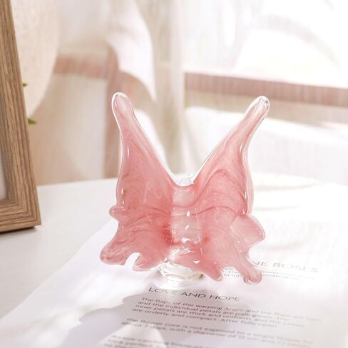 QFkris Large Crystal Butterfly 4'' Width Glass Figurines Collectibles with Crystal Ball Base Cut Glass Ornament Statue Animal Collectible in Saudi Arabia