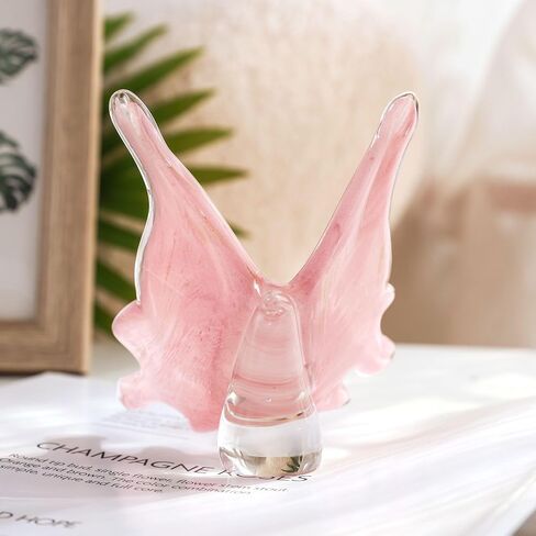 QFkris Large Crystal Butterfly 4'' Width Glass Figurines Collectibles with Crystal Ball Base Cut Glass Ornament Statue Animal Collectible in Saudi Arabia