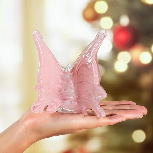 QFkris Large Crystal Butterfly 4'' Width Glass Figurines Collectibles with Crystal Ball Base Cut Glass Ornament Statue Animal Collectible in Saudi Arabia