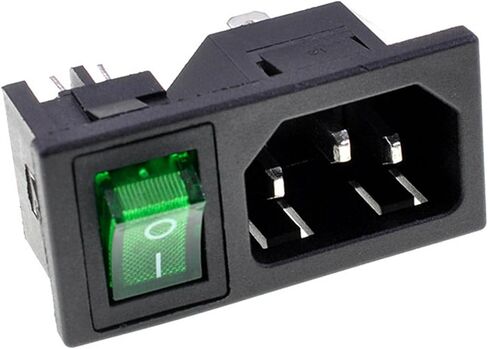 Oiyagai 5pcs IEC320 C14 Inlet Module Connector Male Power Socket w Switch AC 250V 10A (Green) in Saudi Arabia