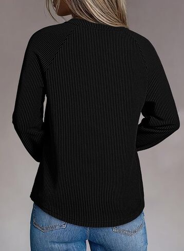 Dokotoo Womens Tops Fashion 2025 Raglan Long Sleeve Soft Jettnibed Solid Color V Deck T Shirts عرض قميص قمم فضفاضة غير رسمية in Saudi Arabia