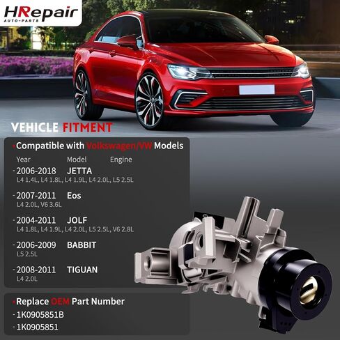 1K0905851B Switch Switch Switch Cylinder FITS لعام 2006-2018 VW Jetta EOS Golf Rabbit Ignition Switch 丨 مع المفتاح in Kuwait