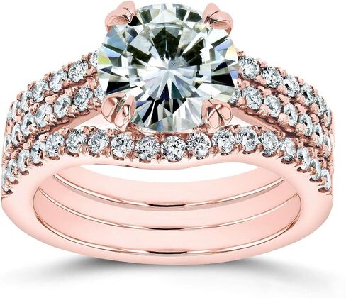 Round Kobelli Round Brilliant Moissanite Bridal Rings 2 1/2 CTW 14K Rose Gold (GH/VS ، GH/I) in Saudi Arabia