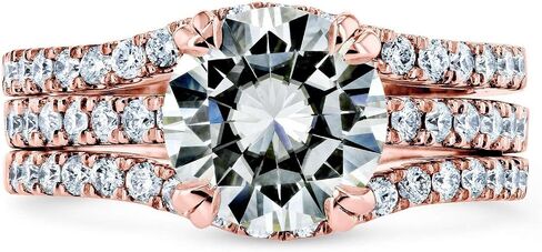 Round Kobelli Round Brilliant Moissanite Bridal Rings 2 1/2 CTW 14K Rose Gold (GH/VS ، GH/I) in Saudi Arabia