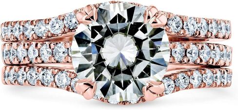Round Kobelli Round Brilliant Moissanite Bridal Rings 2 1/2 CTW 14K Rose Gold (GH/VS ، GH/I) in Saudi Arabia