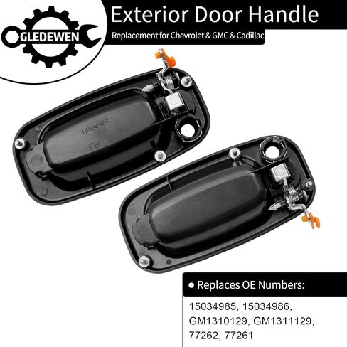 Exterior Door Handles, Compatible with 1999-2007 Chevy Silverado Suburban Tahoe Avalanche, GMC Sierra Yukon, Escalade, Chrome Lever, Front Left & Right Side | Replaces# 15034985, 15034986 in Saudi Arabia