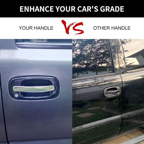 Exterior Door Handles, Compatible with 1999-2007 Chevy Silverado Suburban Tahoe Avalanche, GMC Sierra Yukon, Escalade, Chrome Lever, Front Left & Right Side | Replaces# 15034985, 15034986 in Saudi Arabia