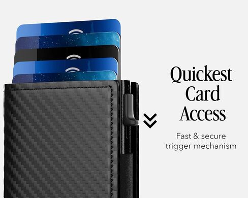 Titan X Trifold Edition Wallet متوافقة مع Airtag | الحد الأدنى من المعدن والجلد | للرجال ، الجيب الأمامي | RFID ، محفظة ضئيلة ، هدية محاصر (ألياف الكربون) in Kuwait