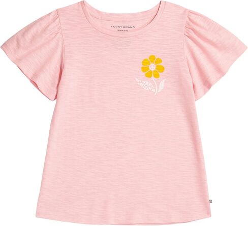 Lucky Brand Girls' Short Sleeve Graphic T-Shirt, Tagless Cotton Tee with Fun Designs, Yolk Yellow, 16 in Saudi Arabia