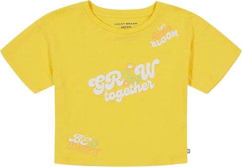Lucky Brand Girls' Short Sleeve Graphic T-Shirt, Tagless Cotton Tee with Fun Designs, Yolk Yellow, 16 in Saudi Arabia